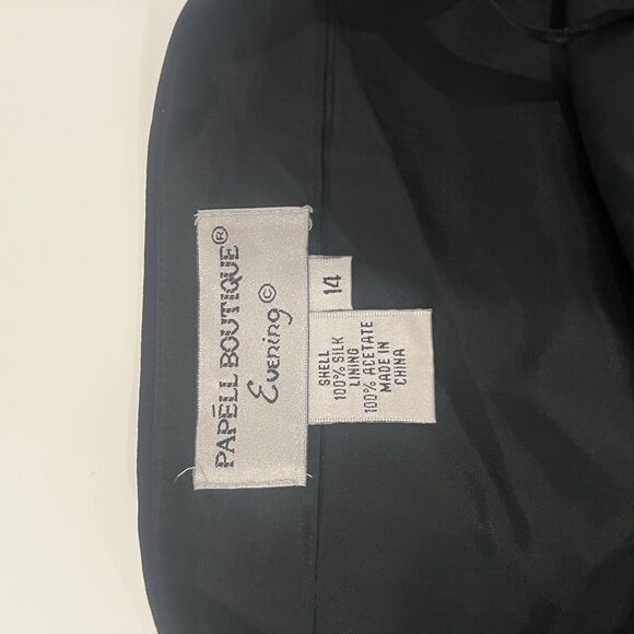 Vtg Y2K Floral Deep V Neck Womens Dress 100% Silk Empire Style Beaded Size 14 - Picture 6 of 8